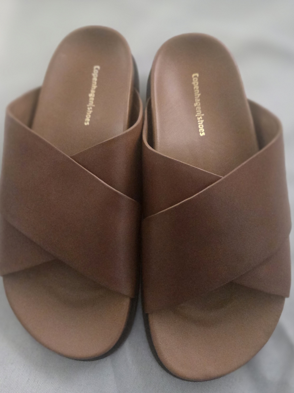 Copenhagen Brown Crisscross Leather Mules